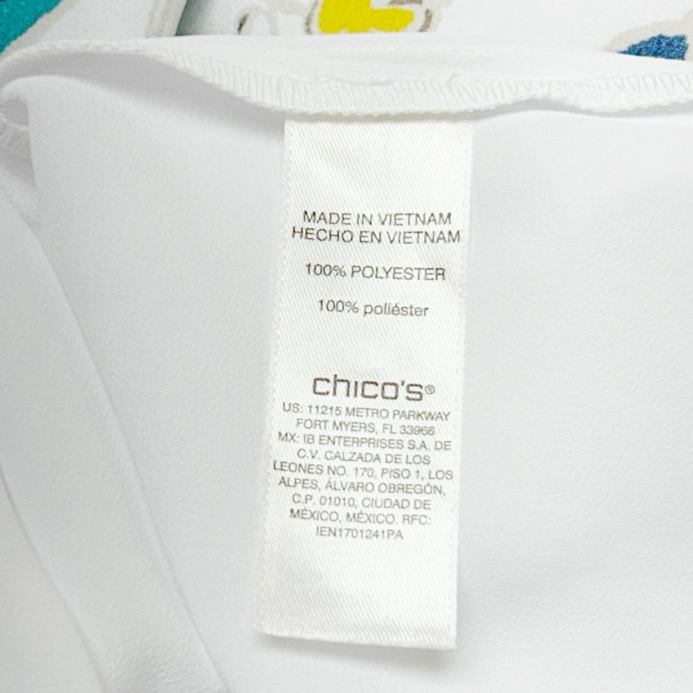 Chico’s White Whimsy Button Up Blouse 3/4 Sleeve Lightweight Sz 3 (XL) NWT - Picture 6 of 8